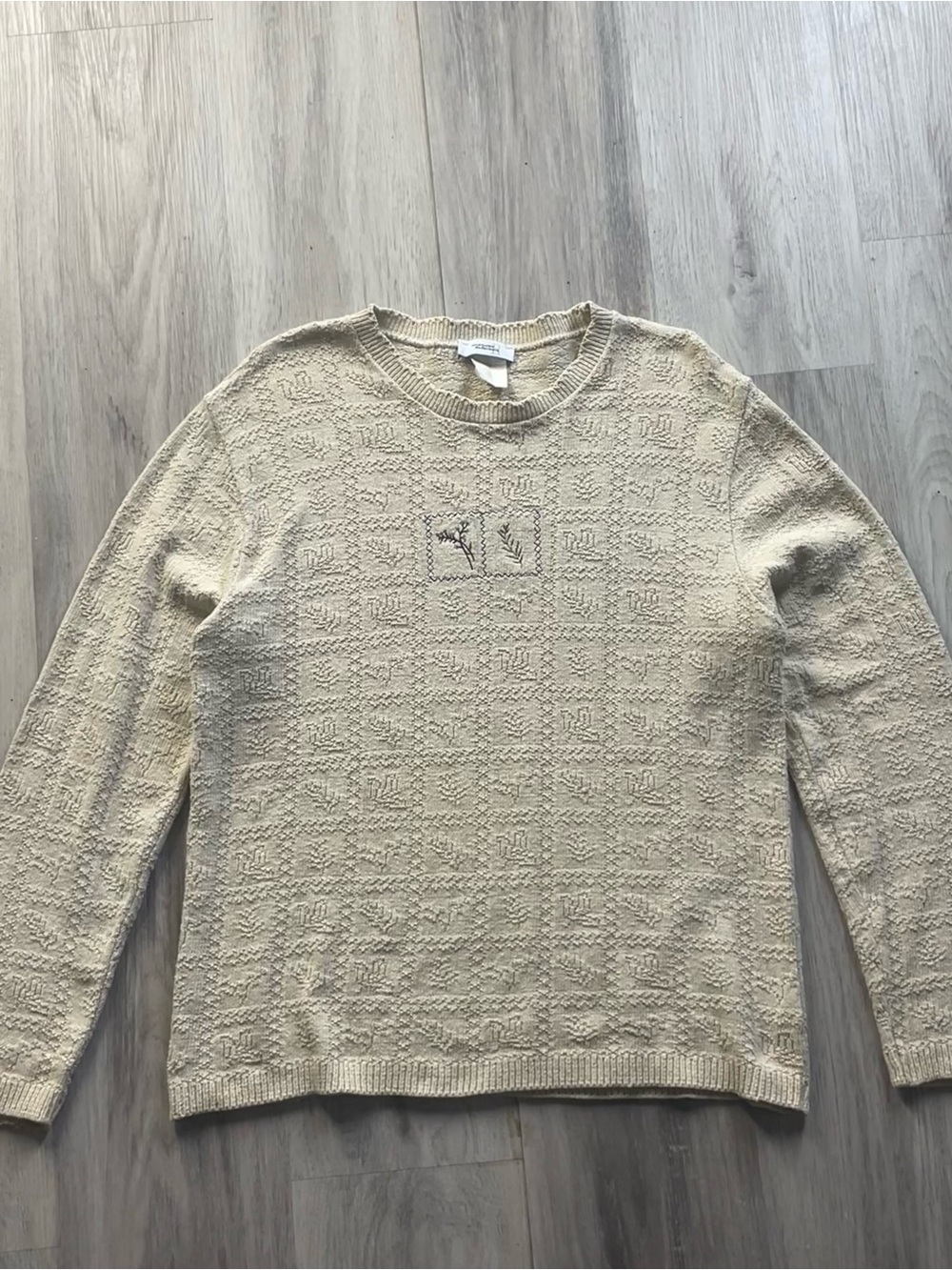 Northern Reflections Cream Crewneck Textured Knit Sweater